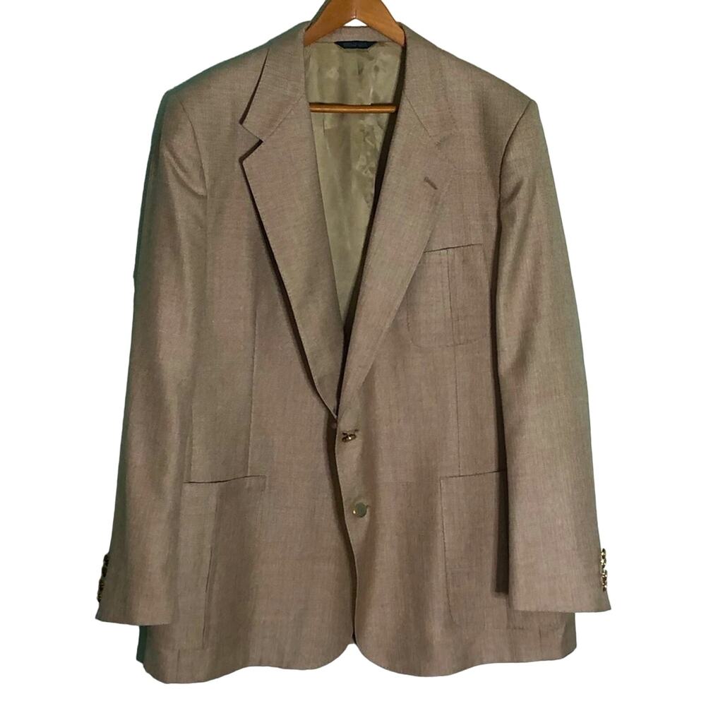 Vintage Lanvin wool blend beige natural unisex blazer sports coat 52R women’s XL